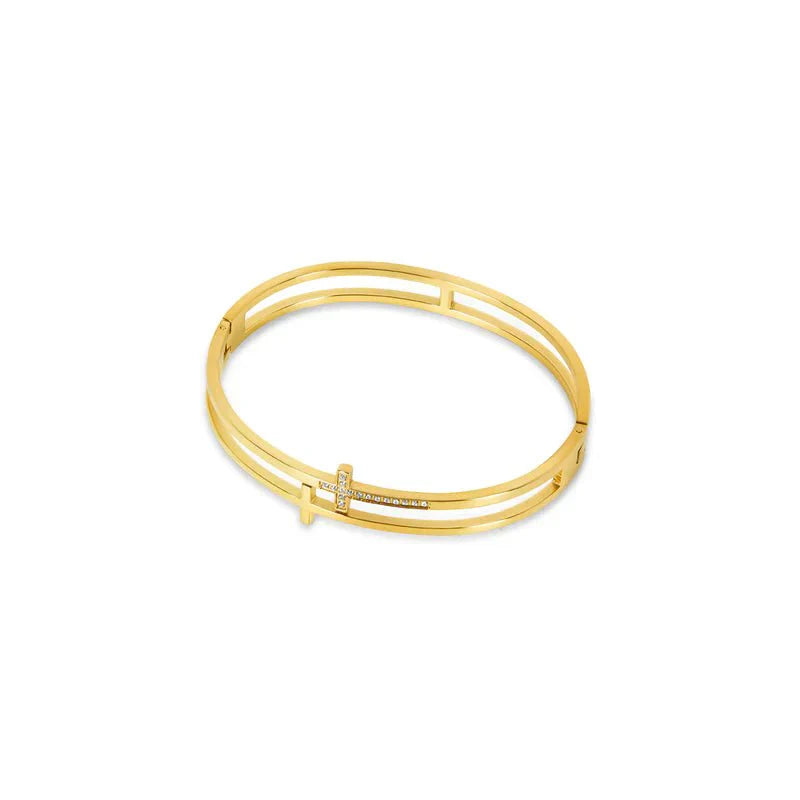 Cross Bangle 18K Gold Plated