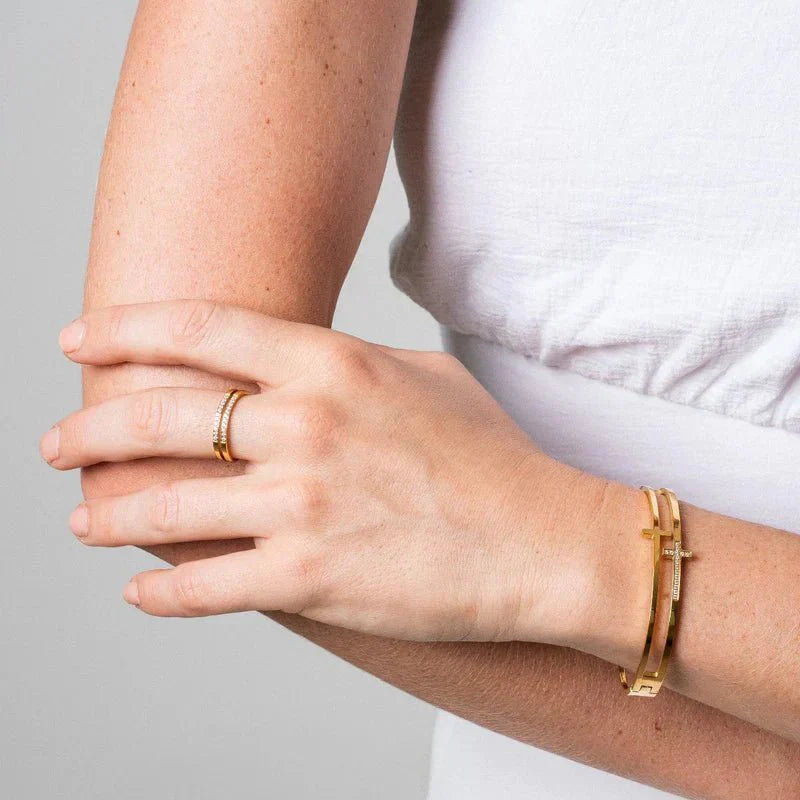 Cross Bangle 18K Gold Plated