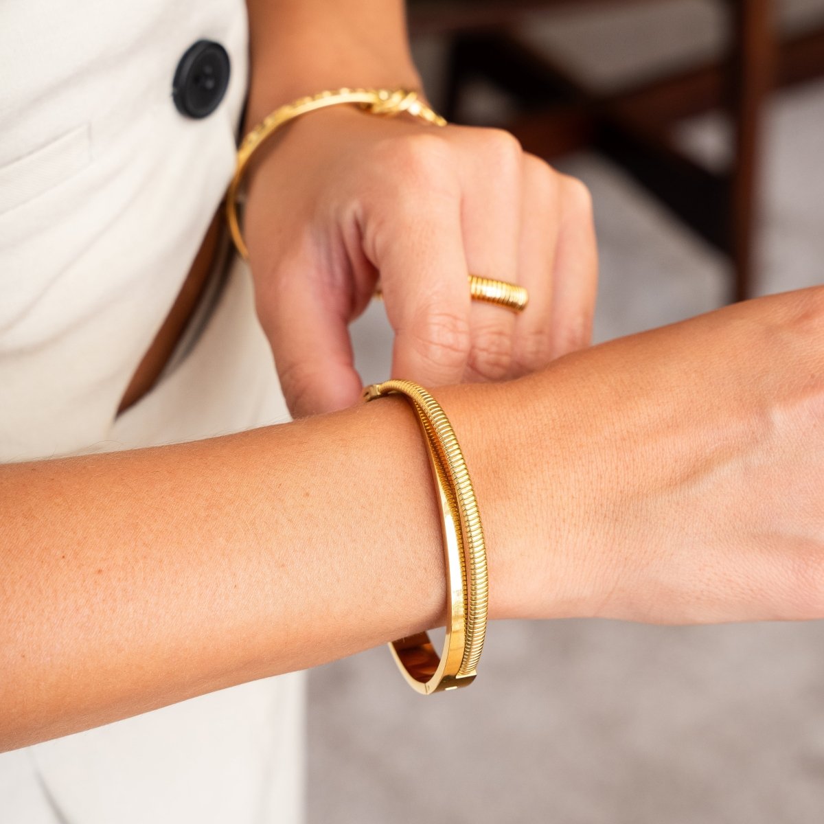 Double Harmony Bangle 18K Gold Plated