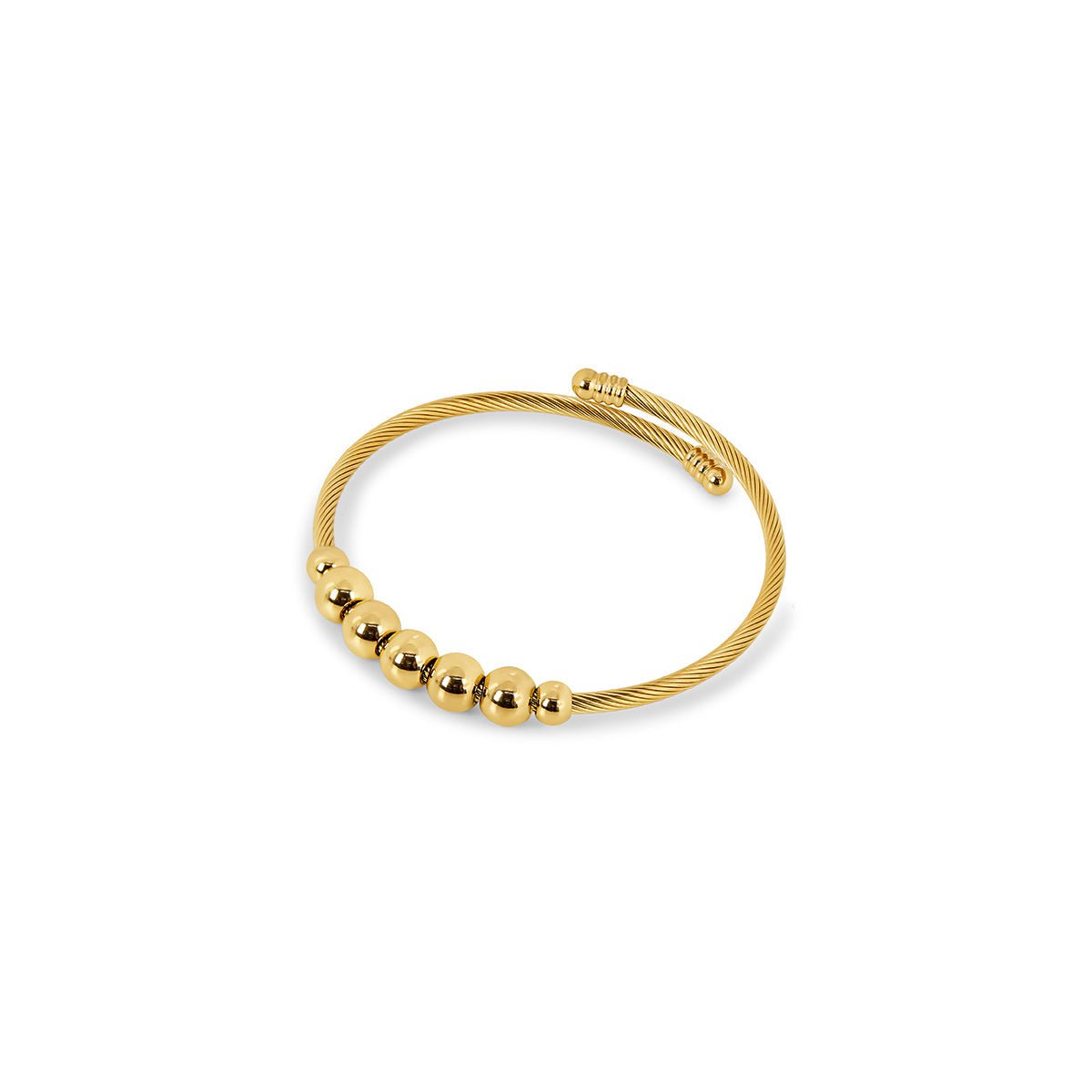 Adjustable Anti-Stress Beaded Bangle 18K Gold Plated
