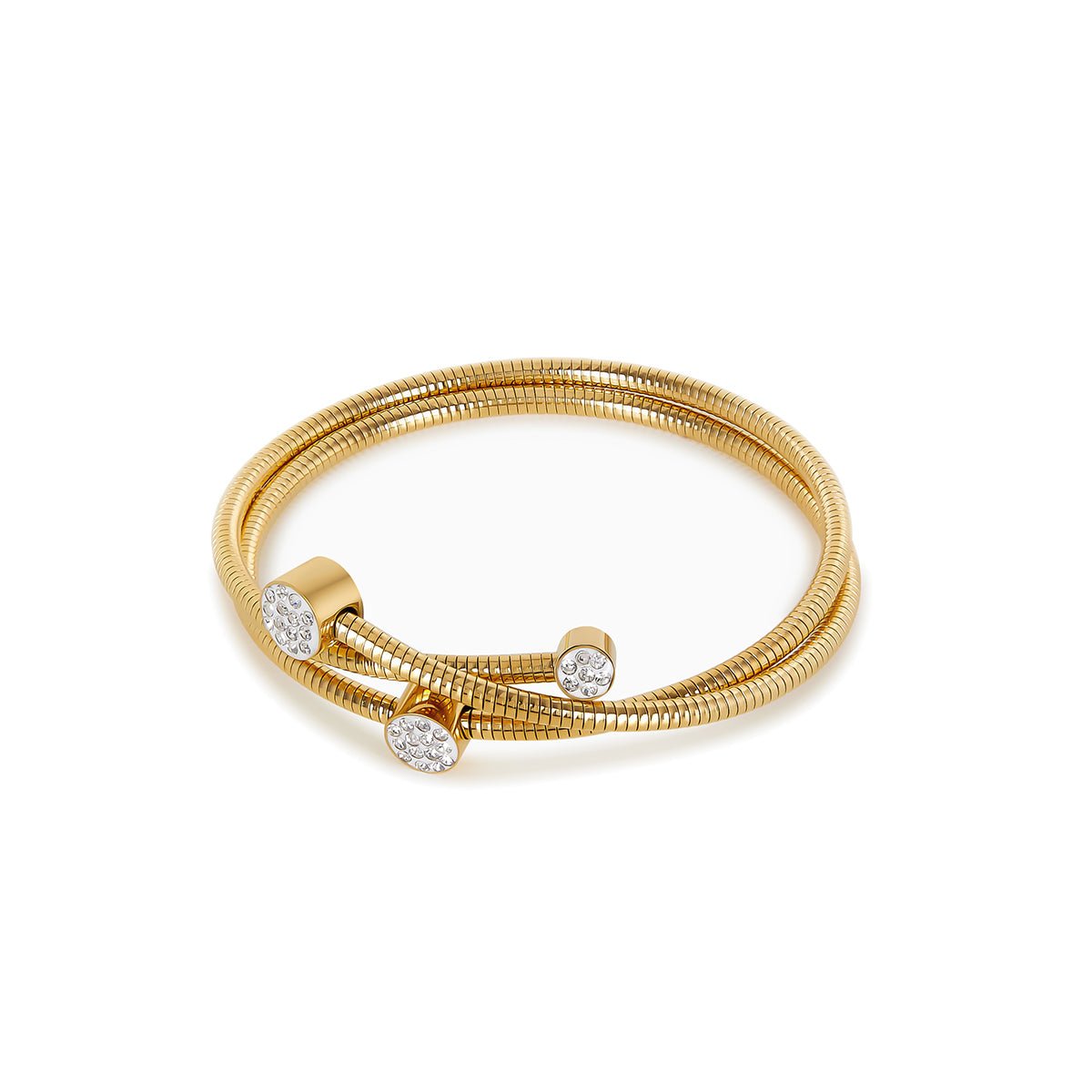 Spiral Crystal Bangle 18K Gold Plated