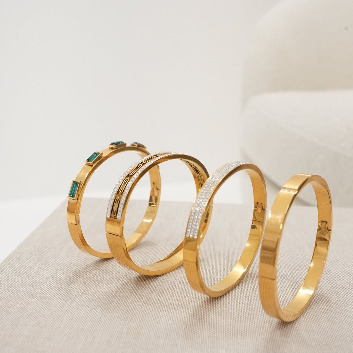 Ivy Crystal Stone Bangle 18K Gold Plated