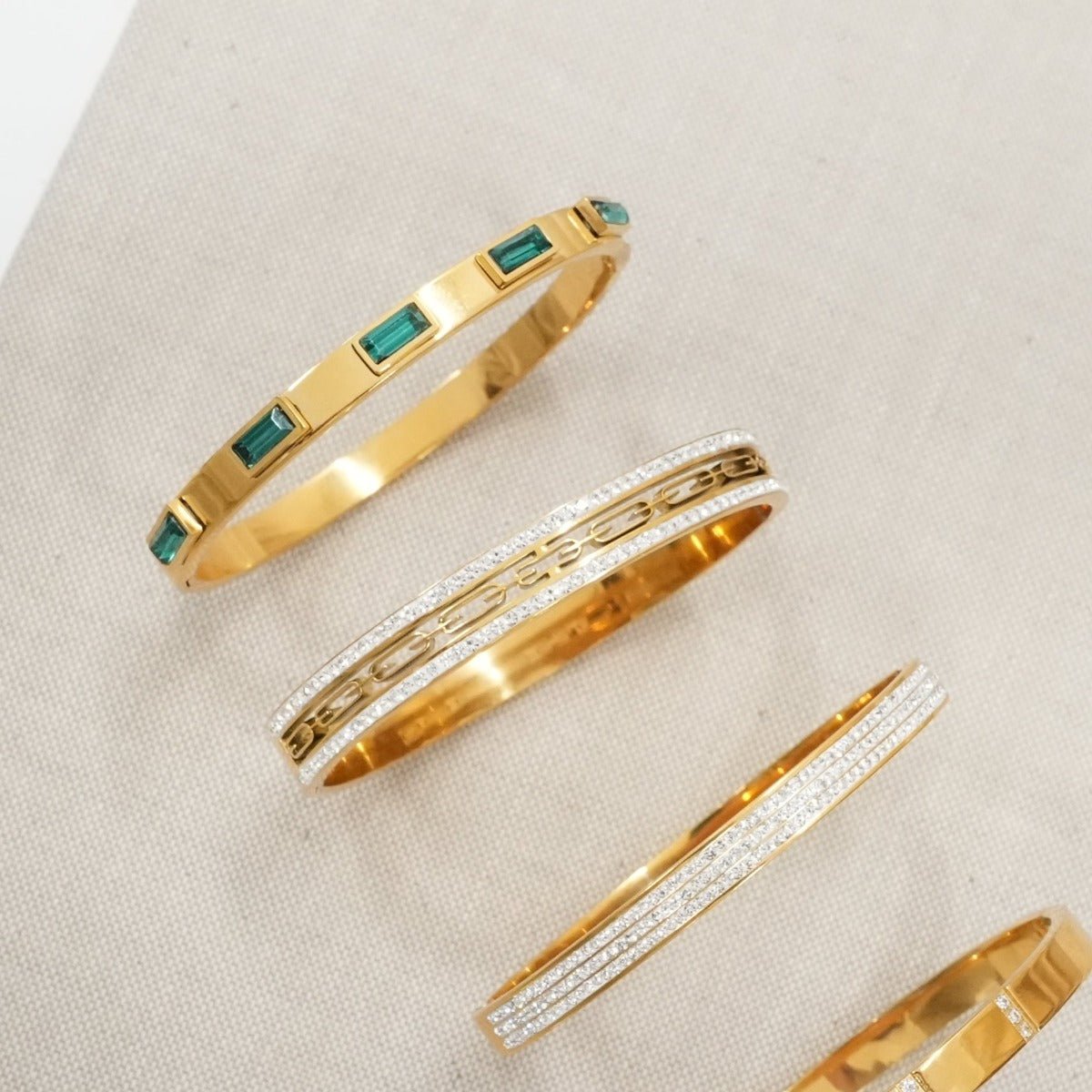 Ivy Crystal Stone Bangle 18K Gold Plated
