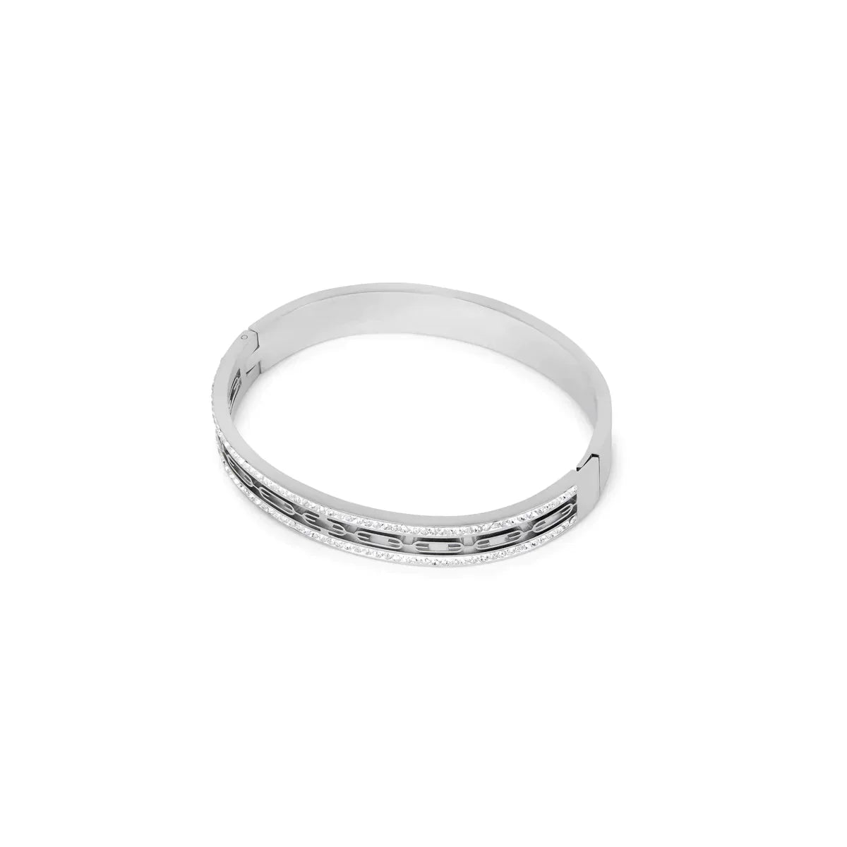 Ivy Crystal Stone Bangle – Silver