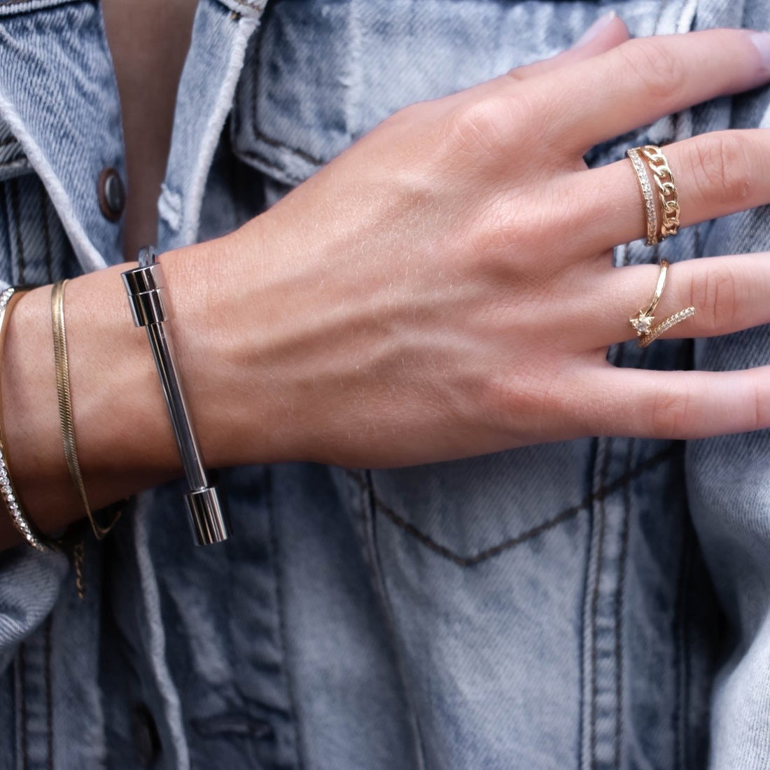 Screw Cuff Bangle – Silver