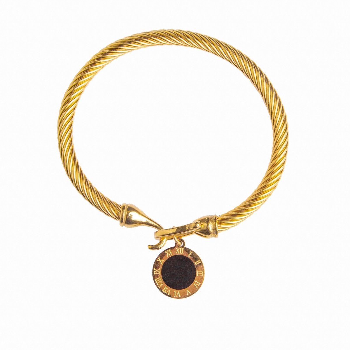 Onyx Pendant Bangle 18K Gold Plated