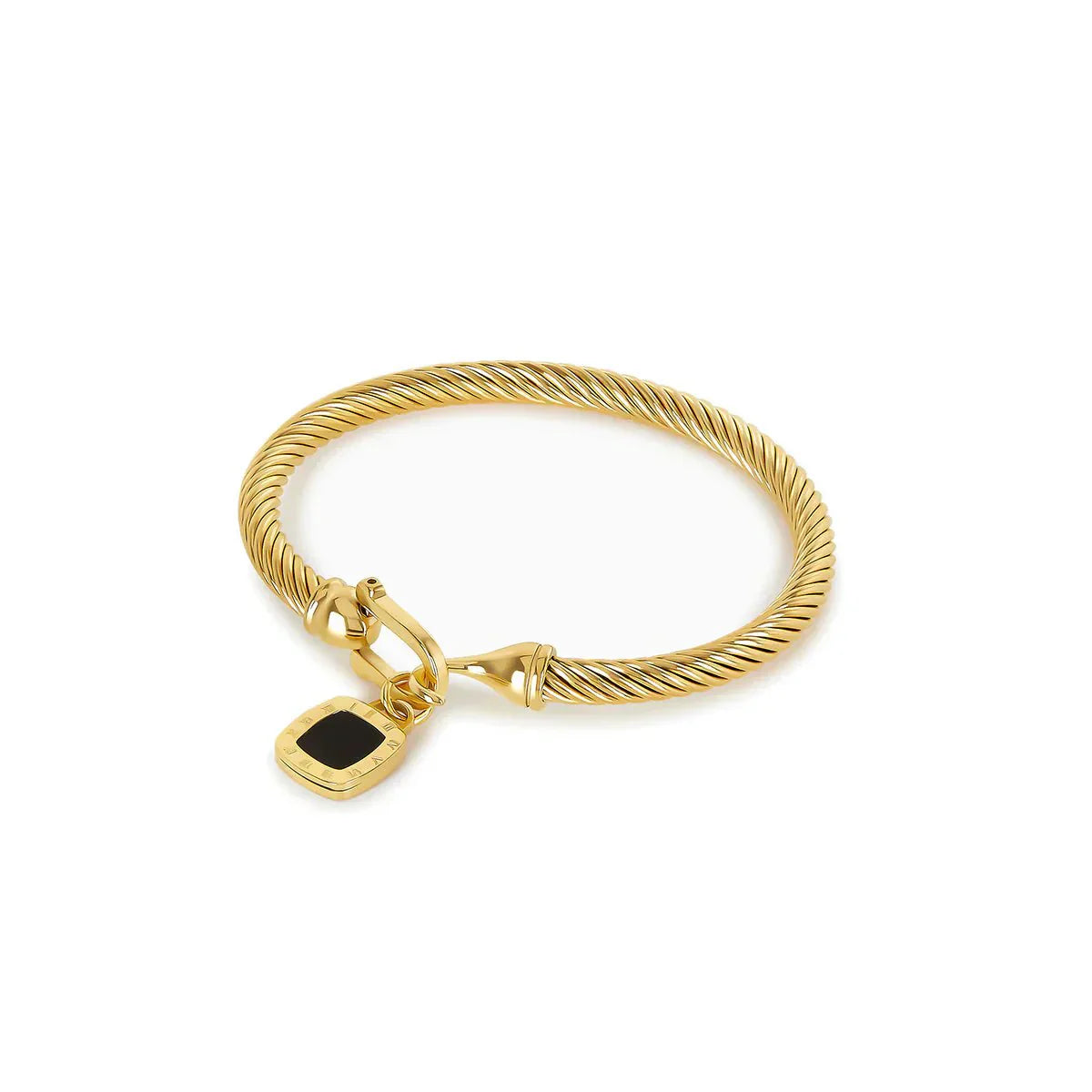 Square Onyx Pendant Bangle 18K Gold Plated