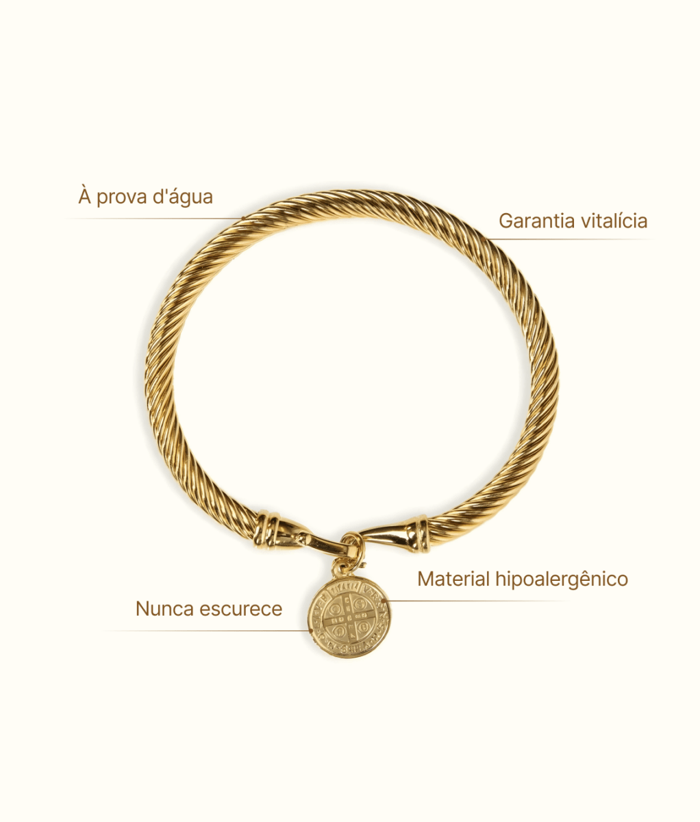 Saint Benedict Pendant Bangle 18K Gold Plated
