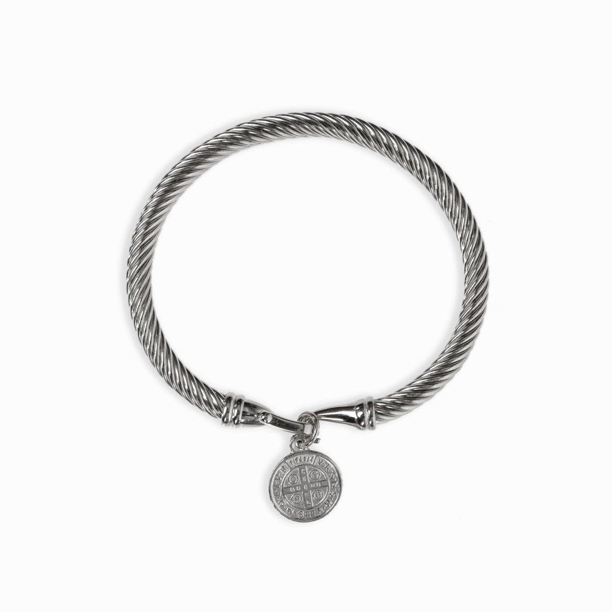 Saint Benedict Pendant Bangle – Silver