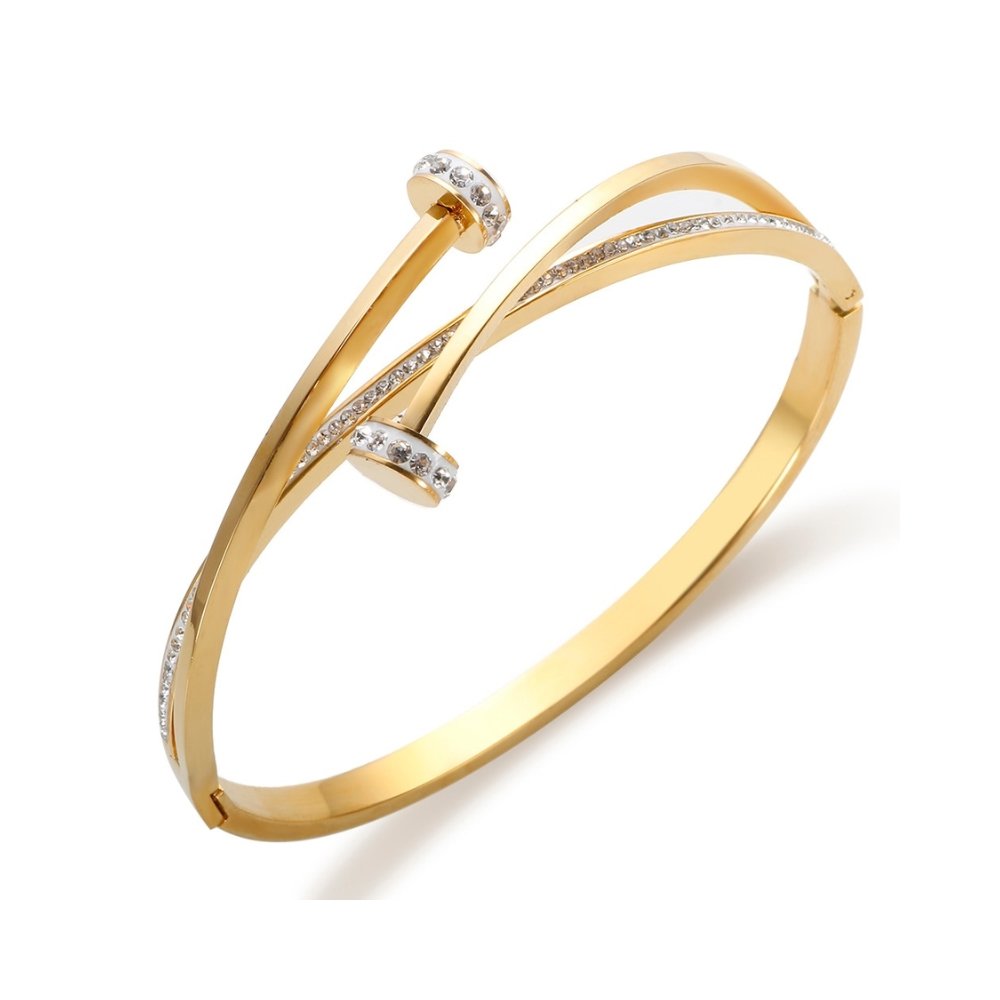 Zirconia Nail Bangle 18K Gold Plated