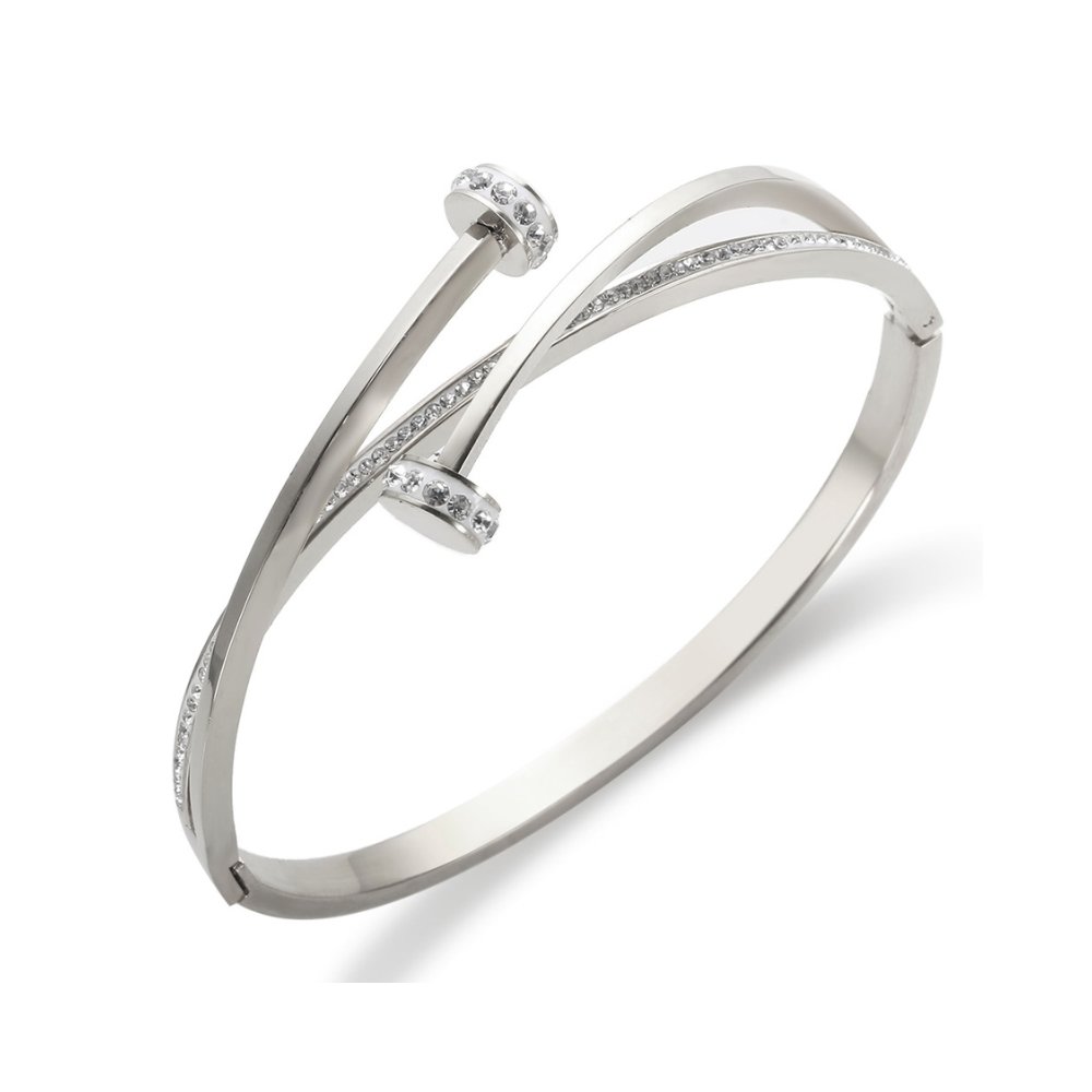 Zirconia Nail Bangle 18K Gold Plated
