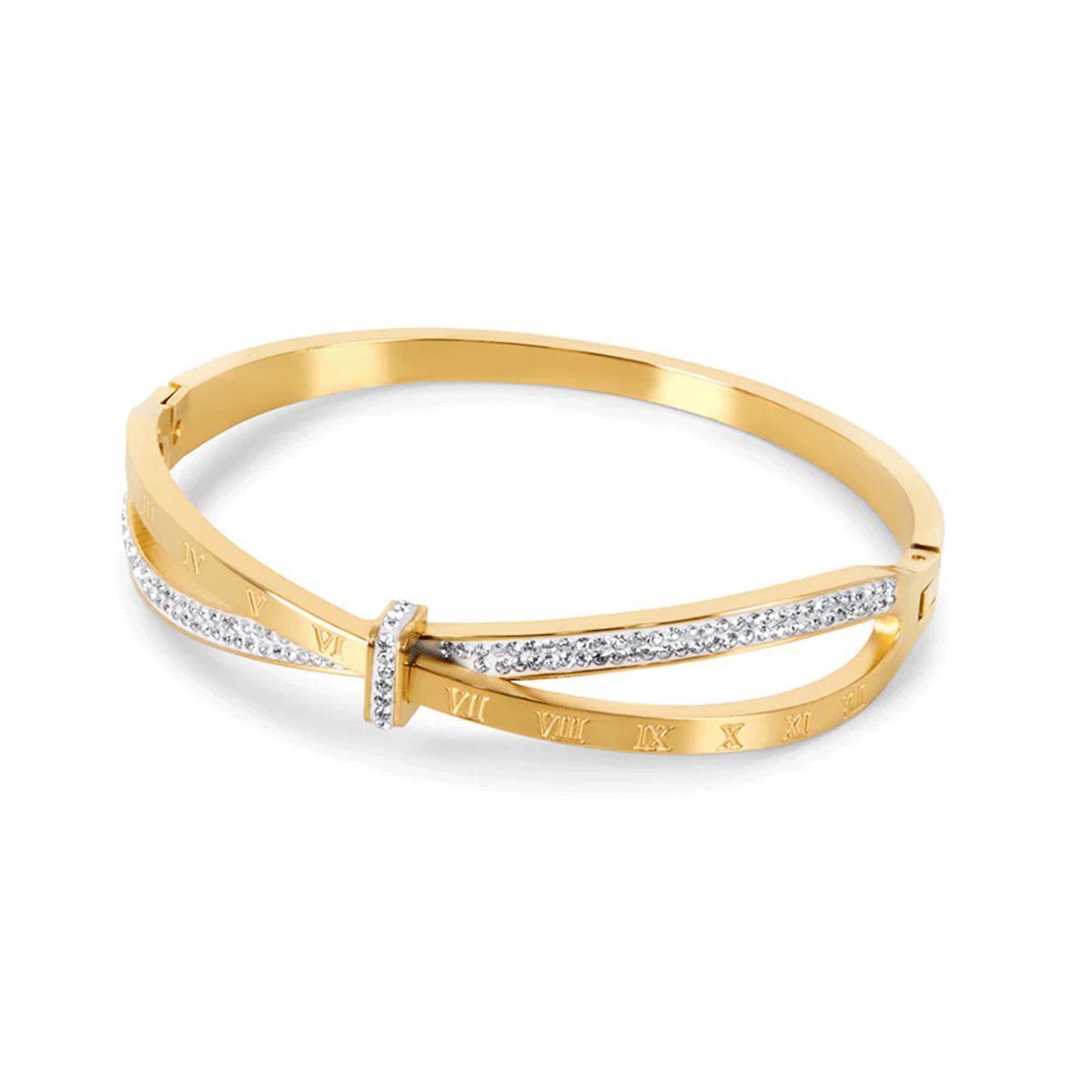 Roman Zirconia Bangle 18K Gold Plated