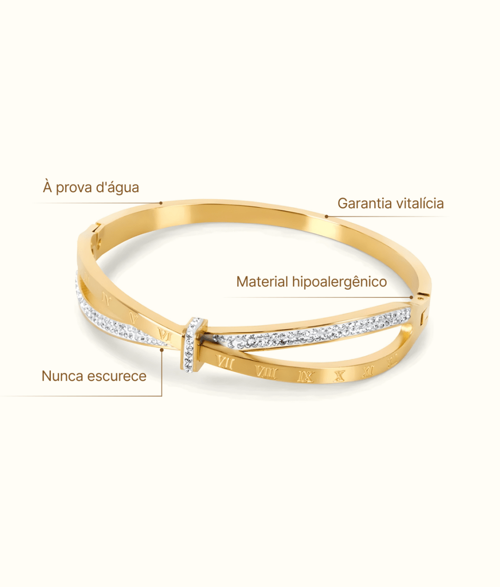 Roman Zirconia Bangle 18K Gold Plated