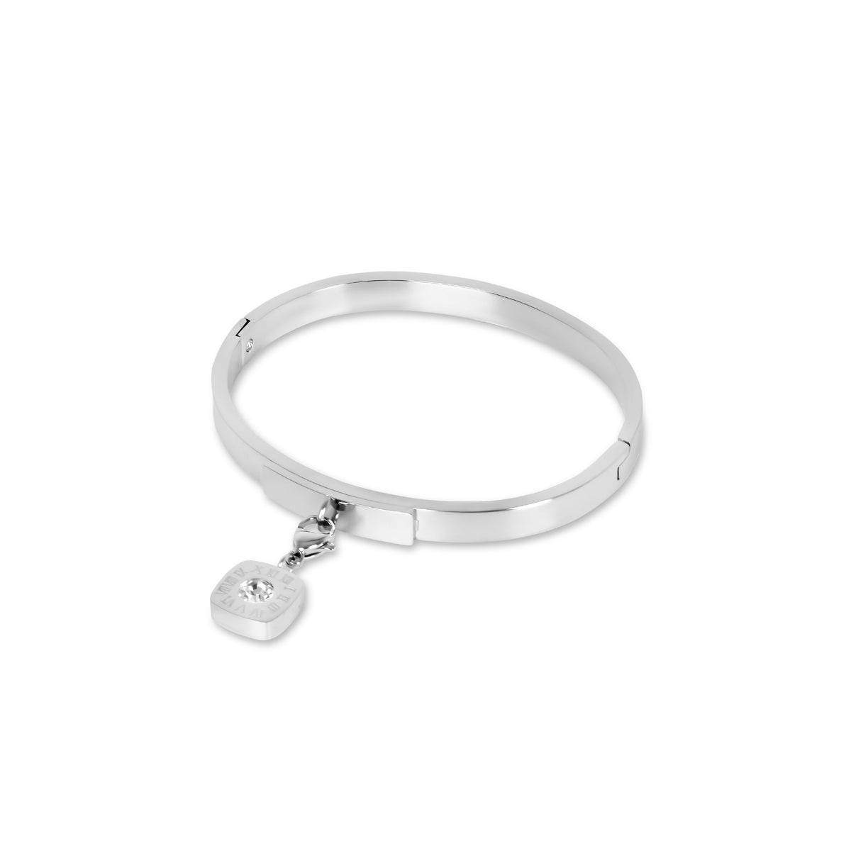 Square Charm Bangle – Silver