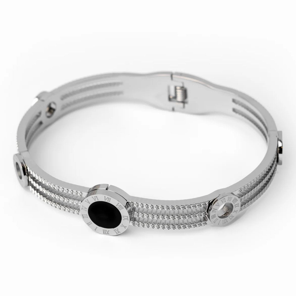 Triple Onyx Bangle 18K Gold Plated