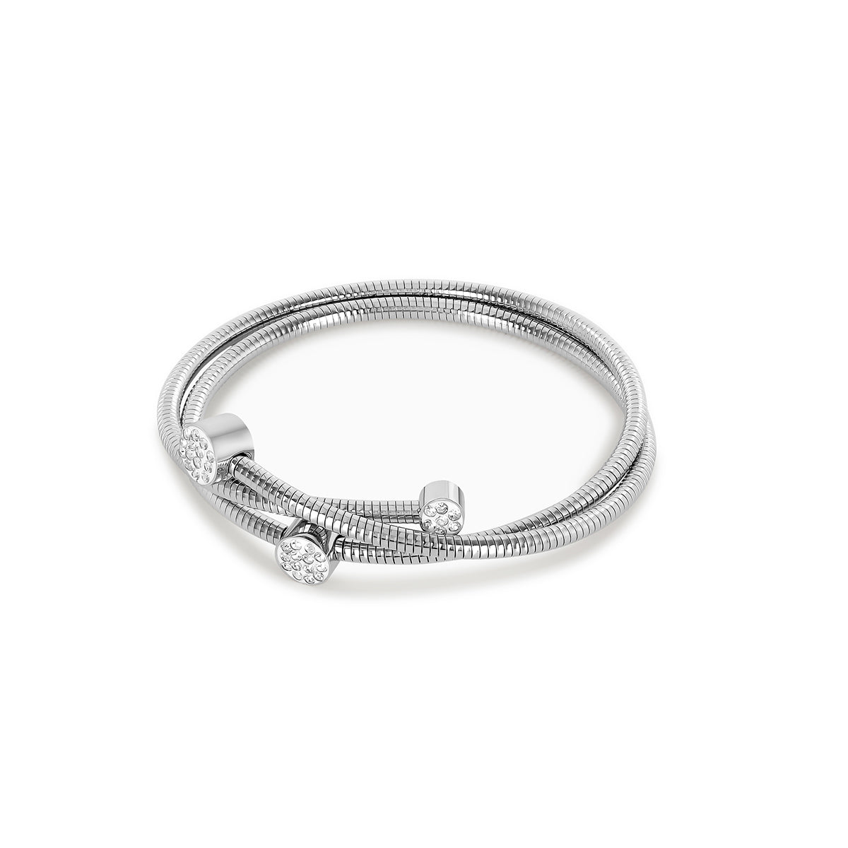 Spiral Crystal Bangle – Silver