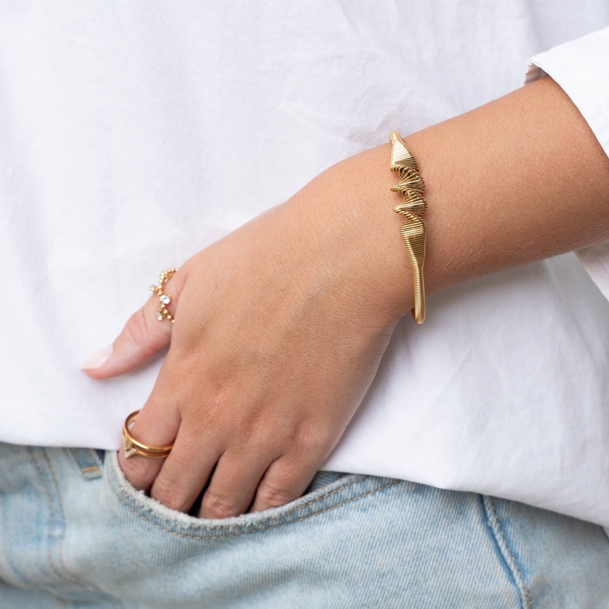 Wave Bangle 18K Gold Plated
