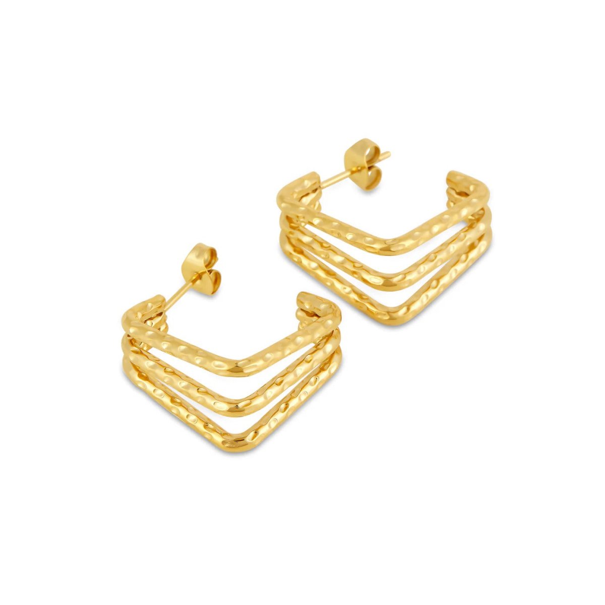 Amelie Triple Division Earrings 18K Gold Plated