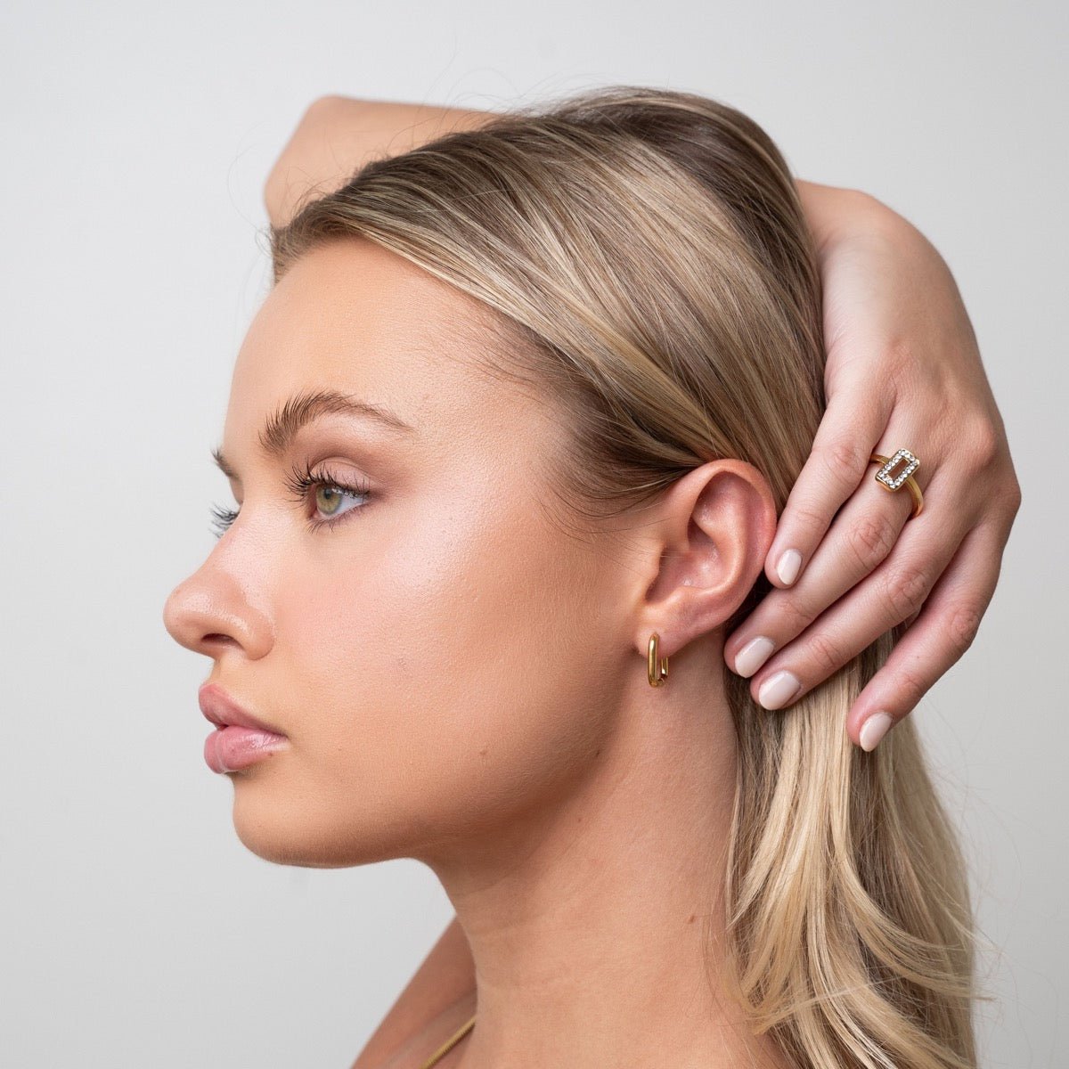 Square Hoop Earrings 18K Gold Plated