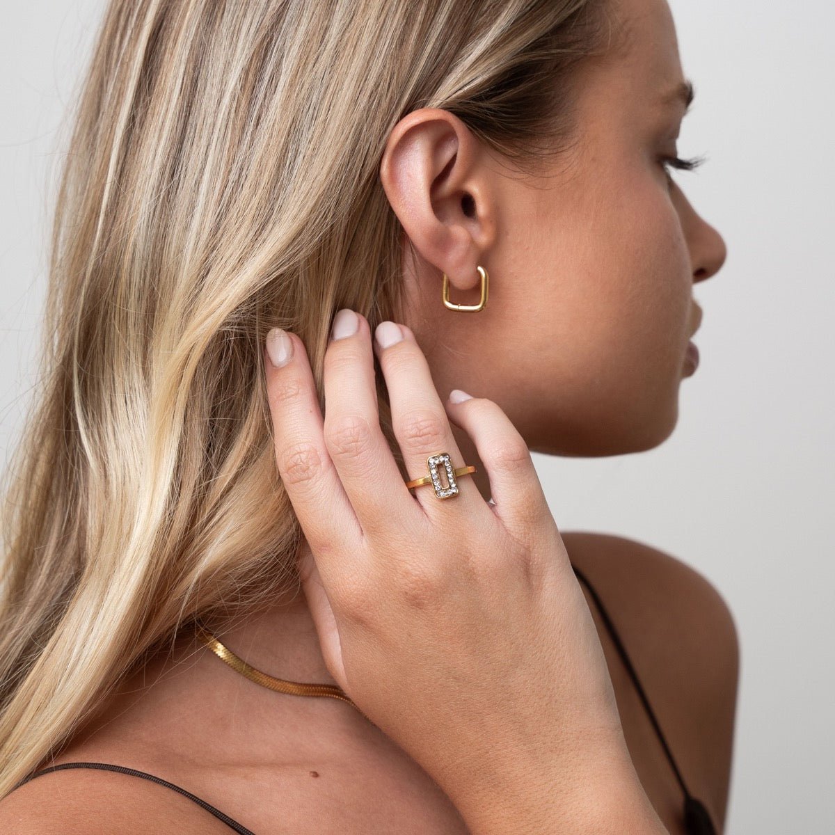 Square Hoop Earrings 18K Gold Plated