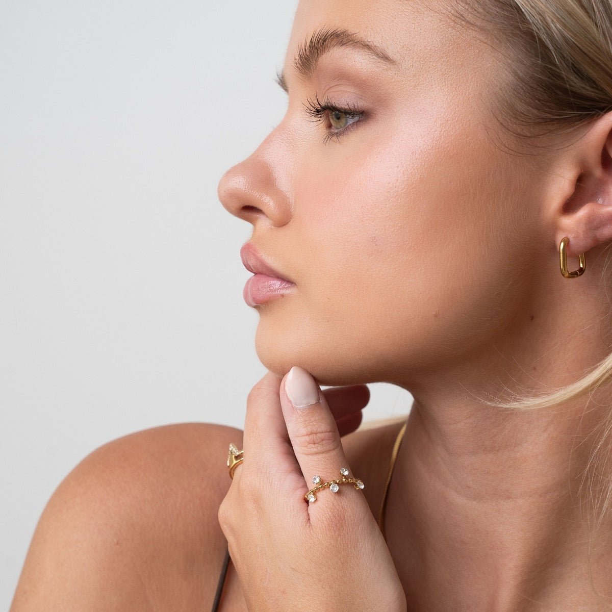 Square Hoop Earrings 18K Gold Plated