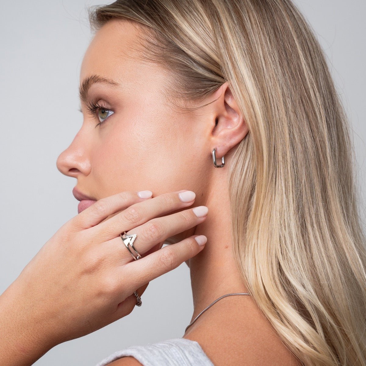 Square Hoop Earrings – Silver