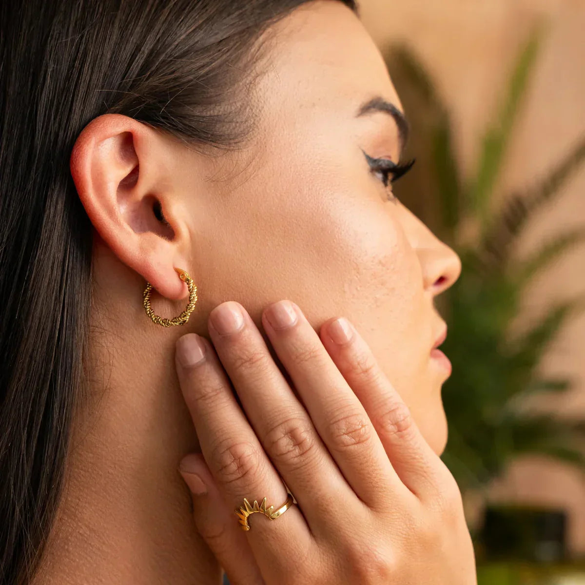 Twist Hoop Earrings 18K Gold Plated