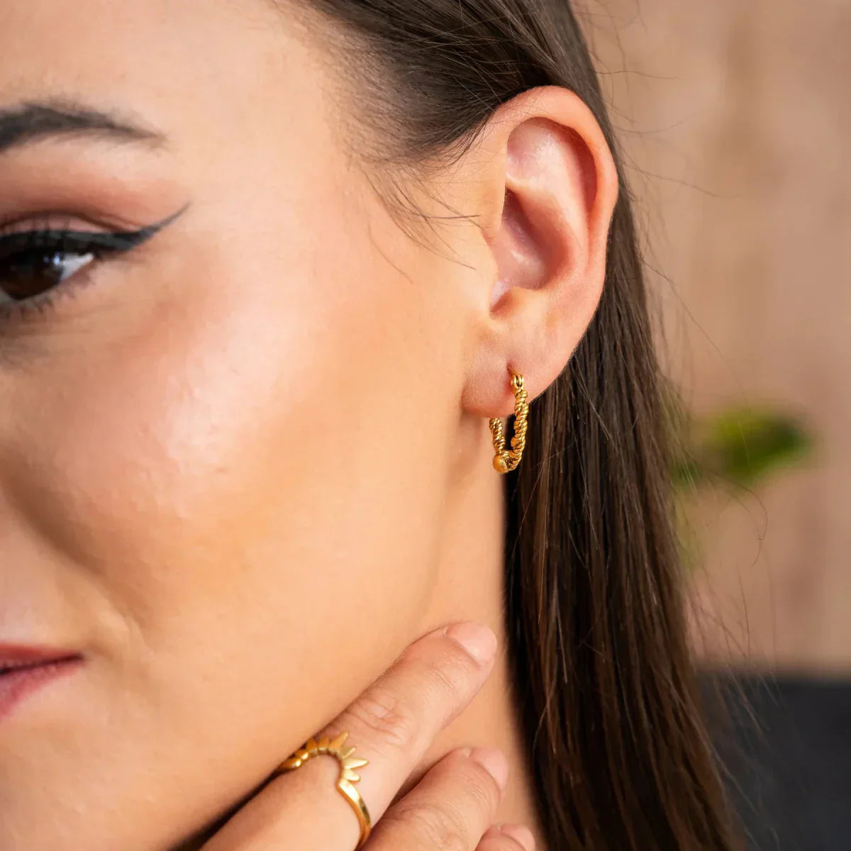 Twist Hoop Earrings 18K Gold Plated