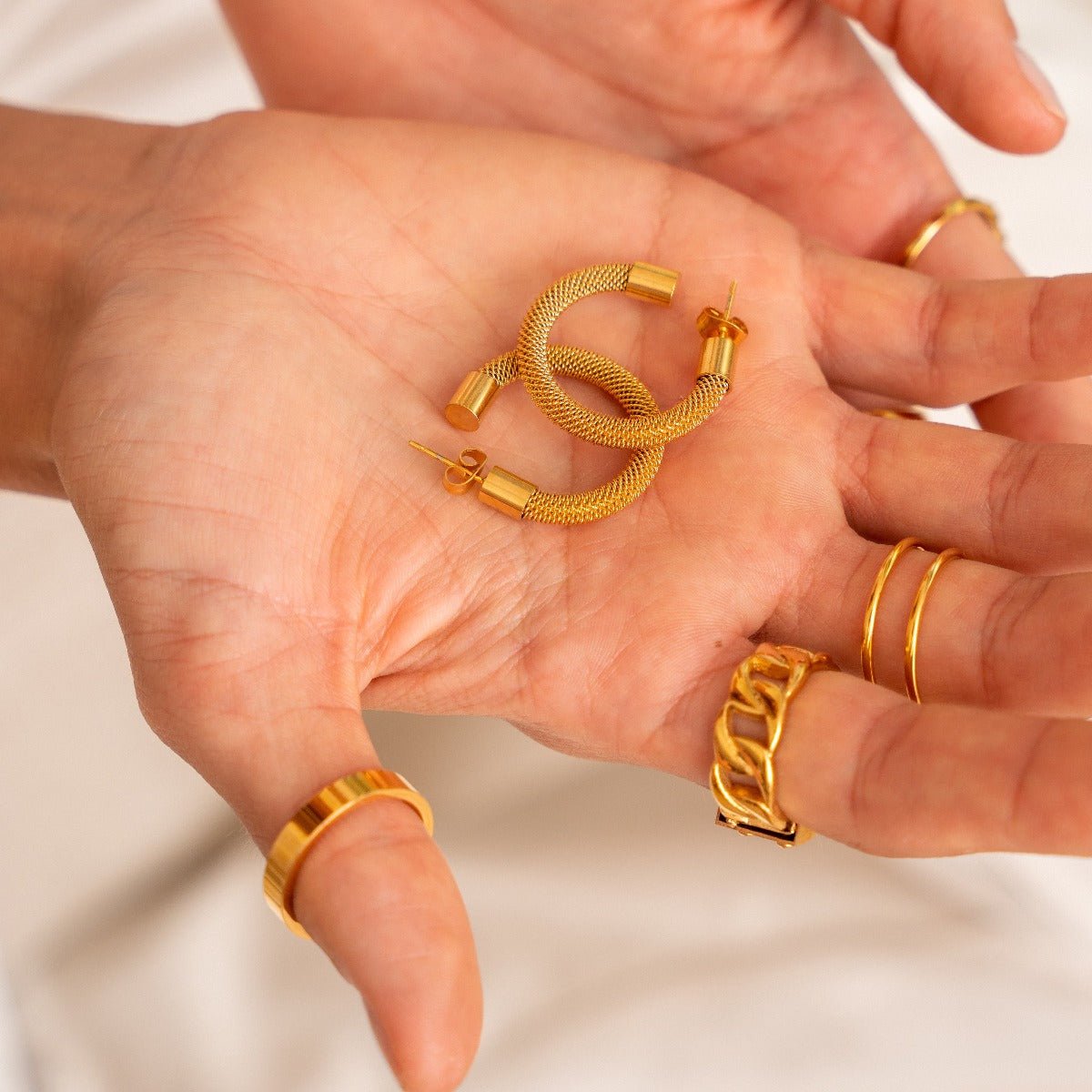 Isabella Mesh Hoop Earrings 18K Gold Plated