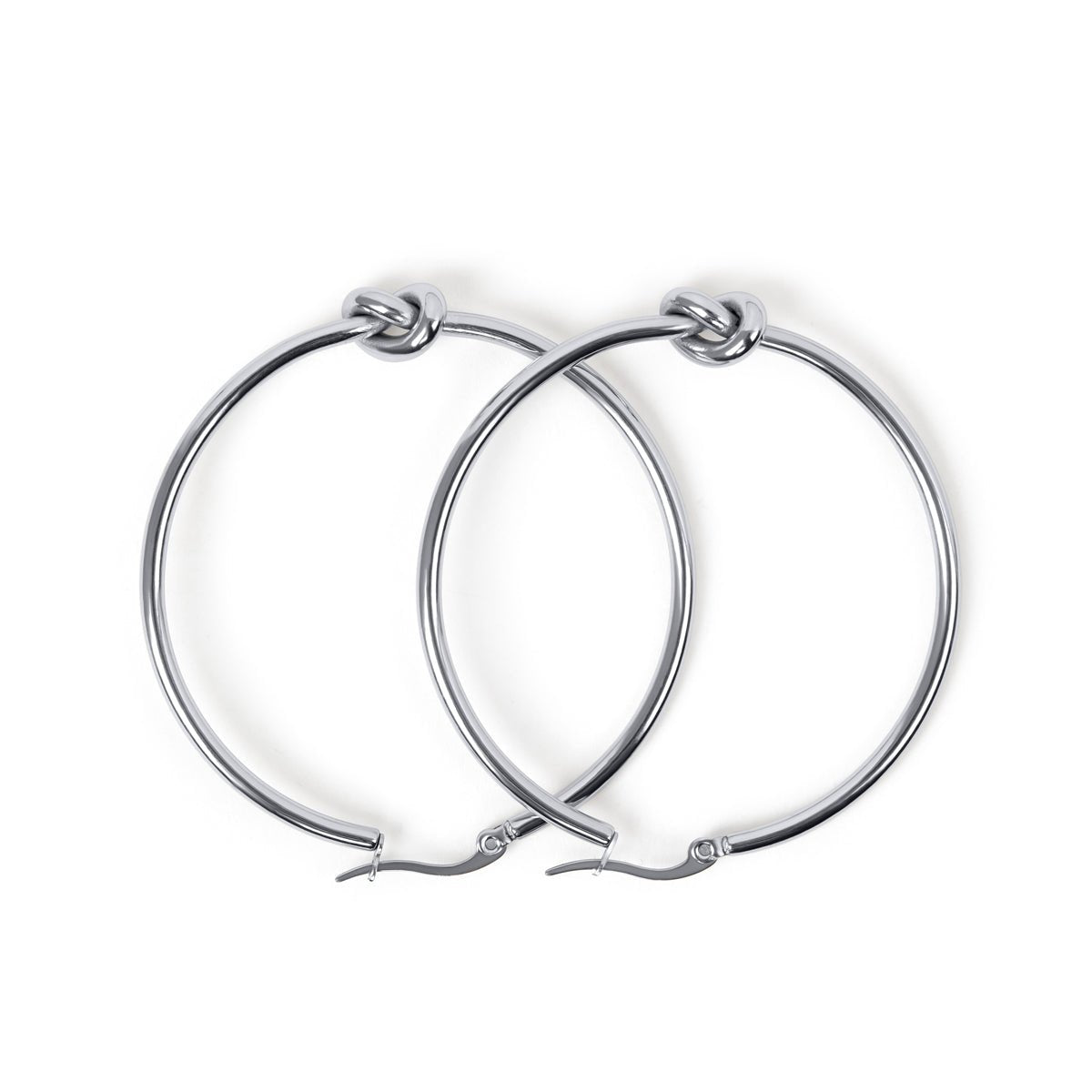 Central Knot Hoop Earrings – Silver
