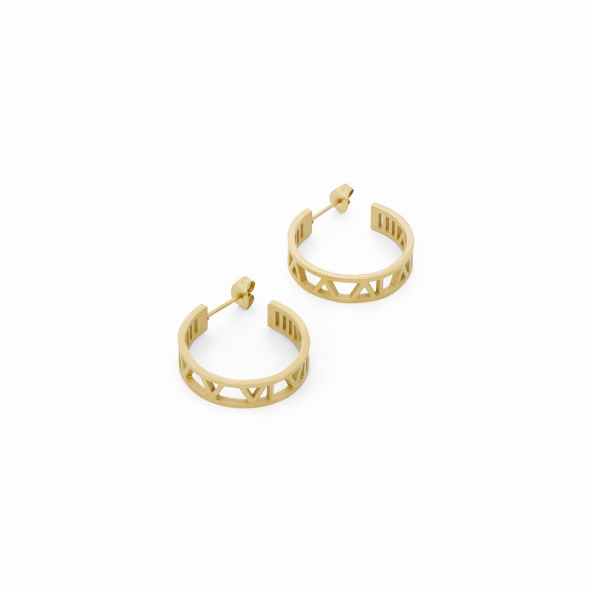 Roman Numeral Hoop Earrings 18K Gold Plated