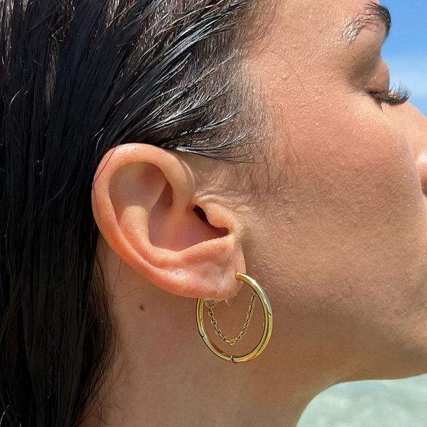 Pipa Hoop Earrings 18K Gold Plated