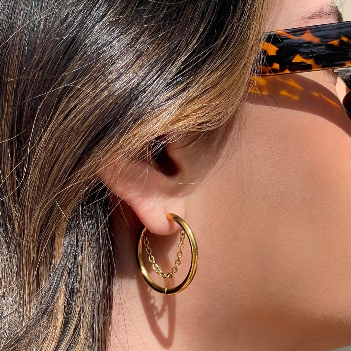 Pipa Hoop Earrings 18K Gold Plated