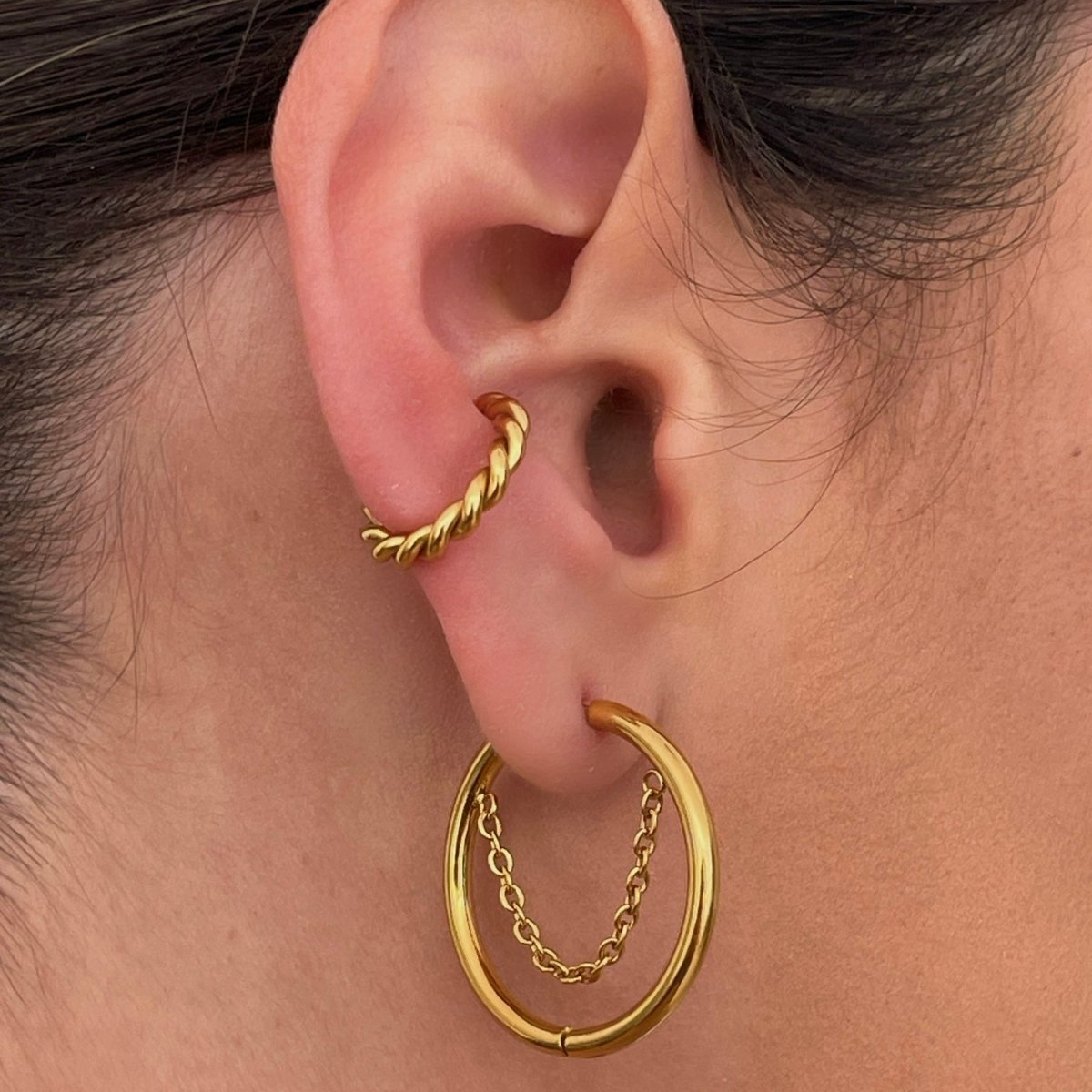 Pipa Hoop Earrings 18K Gold Plated