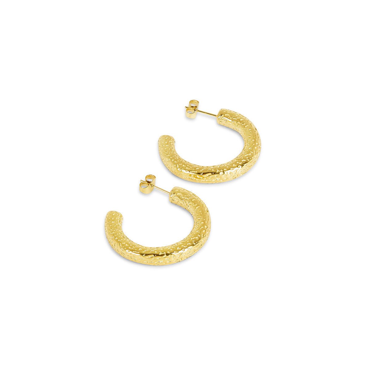 Textured Hoop Earrings 18K Gold Plated