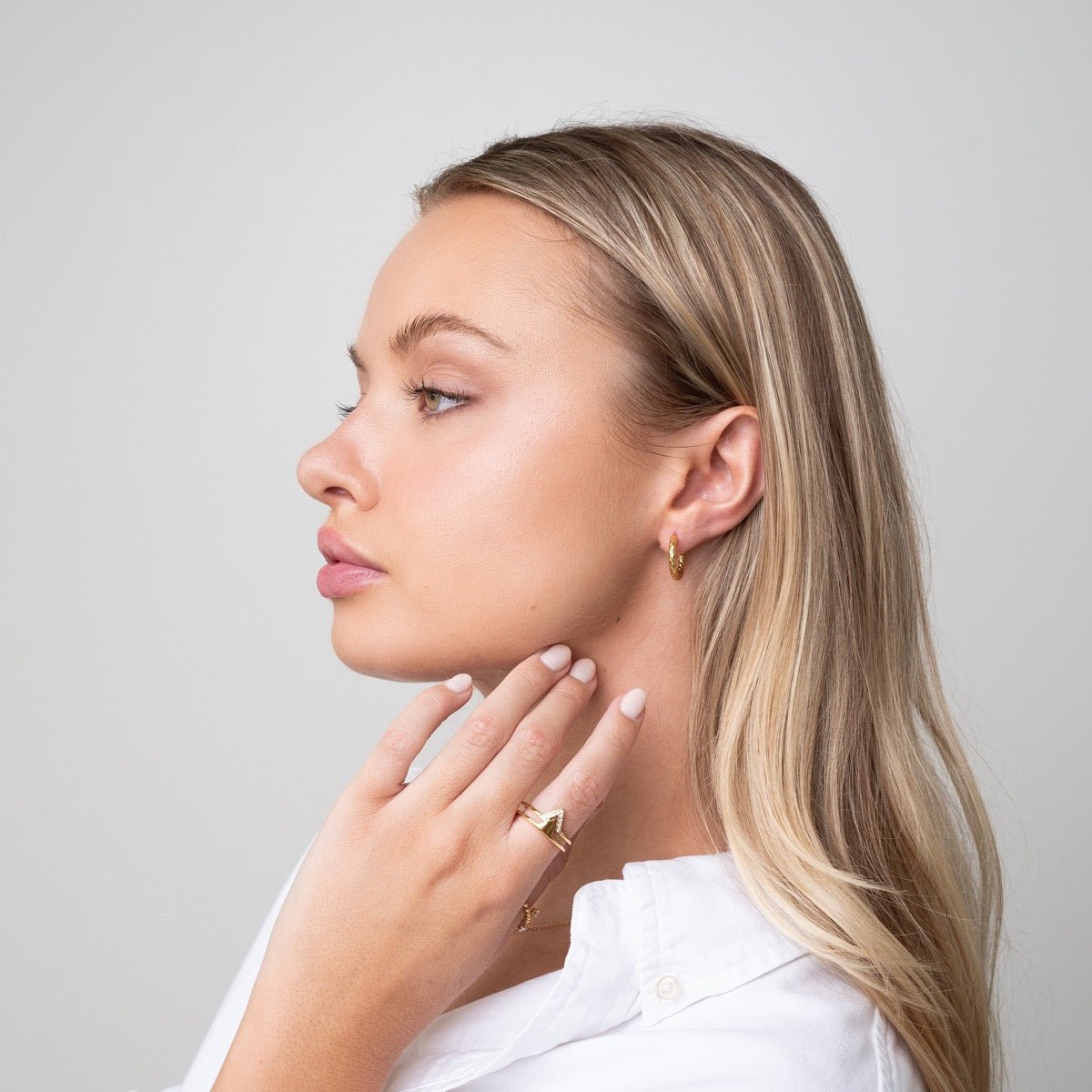 Textured Hoop Earrings 18K Gold Plated