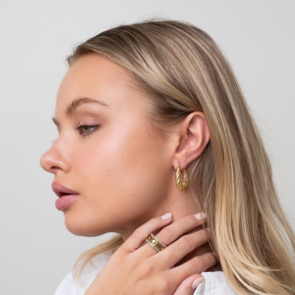 Twisted Hoop Earrings 18K Gold Plated