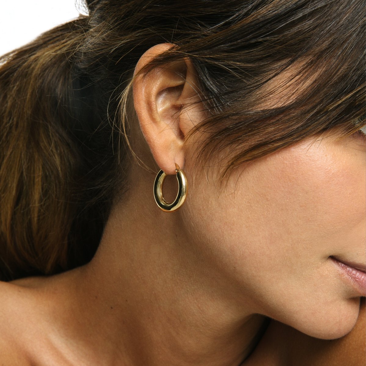 Lele Tube Hoop Earrings M 18K Gold Plated