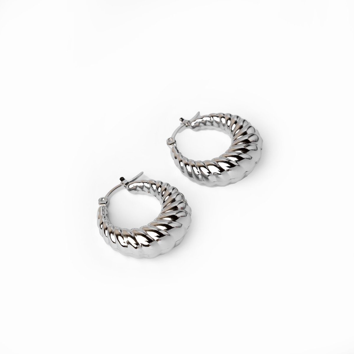 Croissant Hoop Earrings – Silver