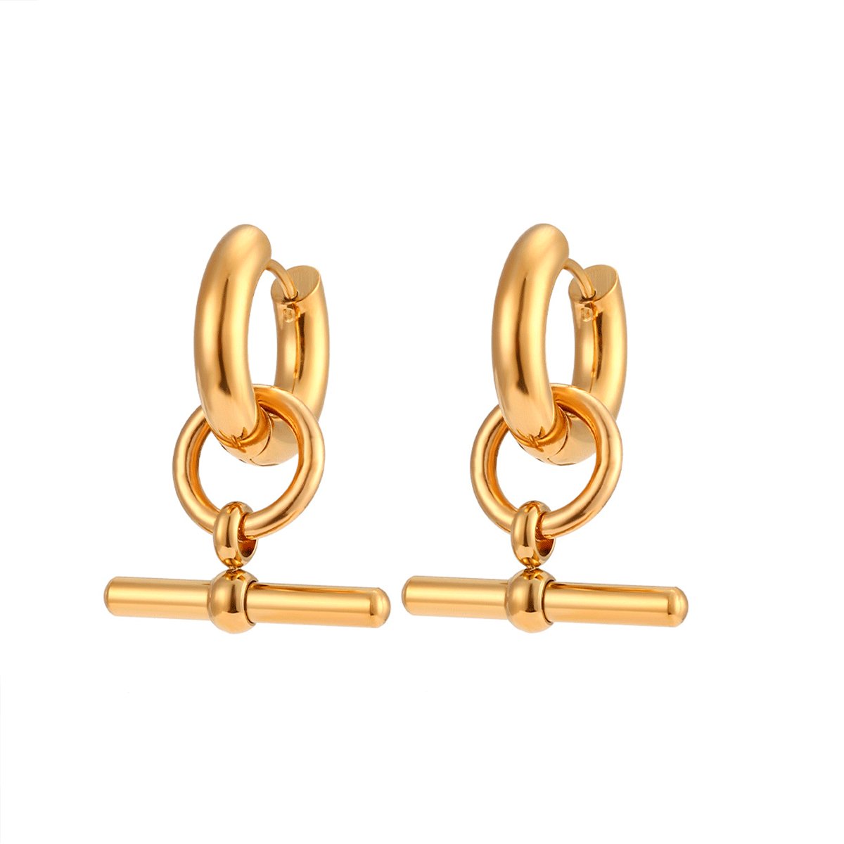 T-Bar Earrings 18K Gold Plated