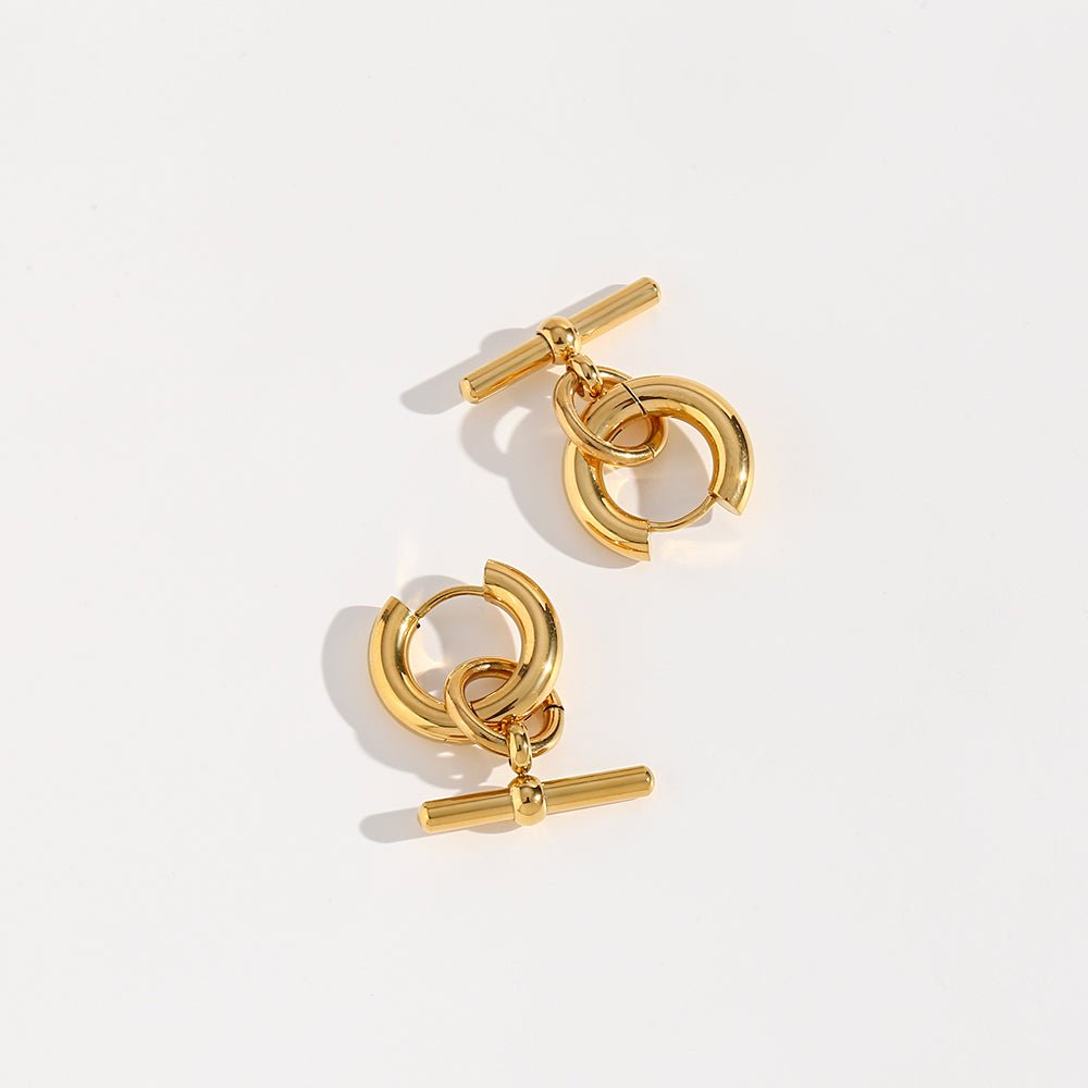 T-Bar Earrings 18K Gold Plated