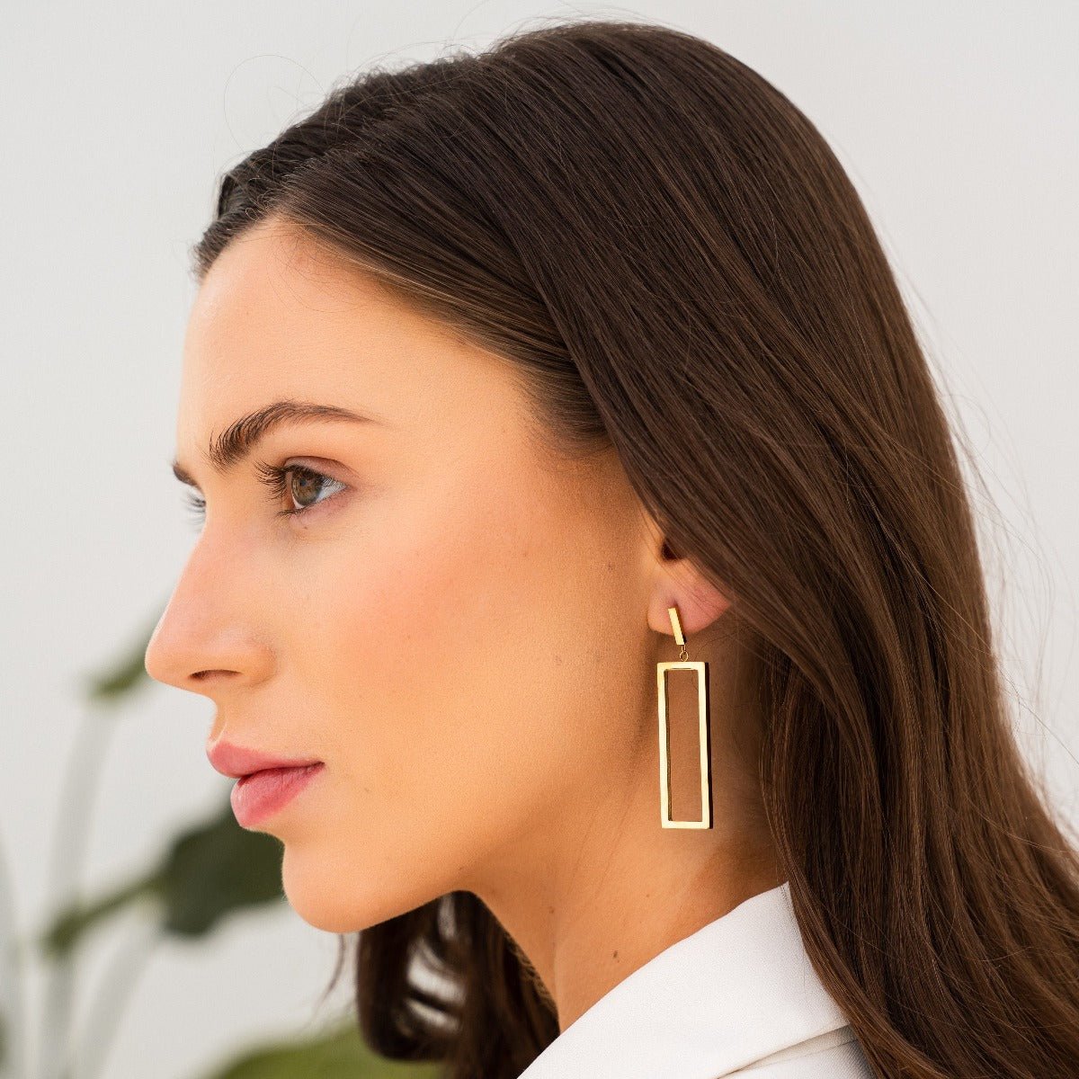 Diana Geometric Rectangular Earrings 18K Gold Plated