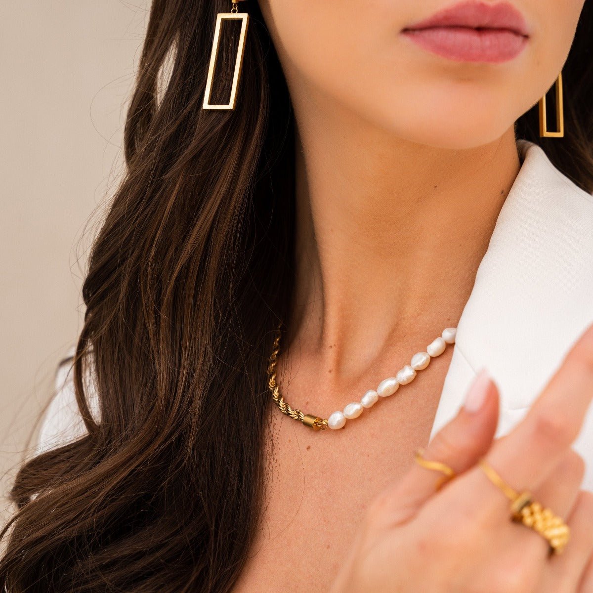 Diana Geometric Rectangular Earrings 18K Gold Plated
