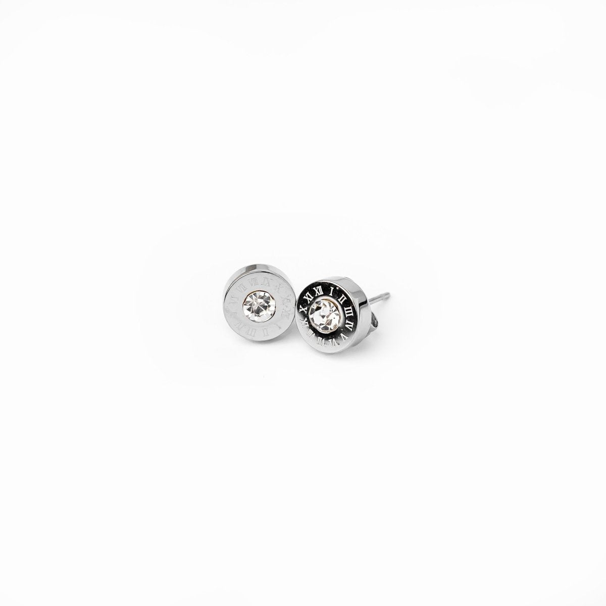 Crystal Stone Charm Earrings – Silver