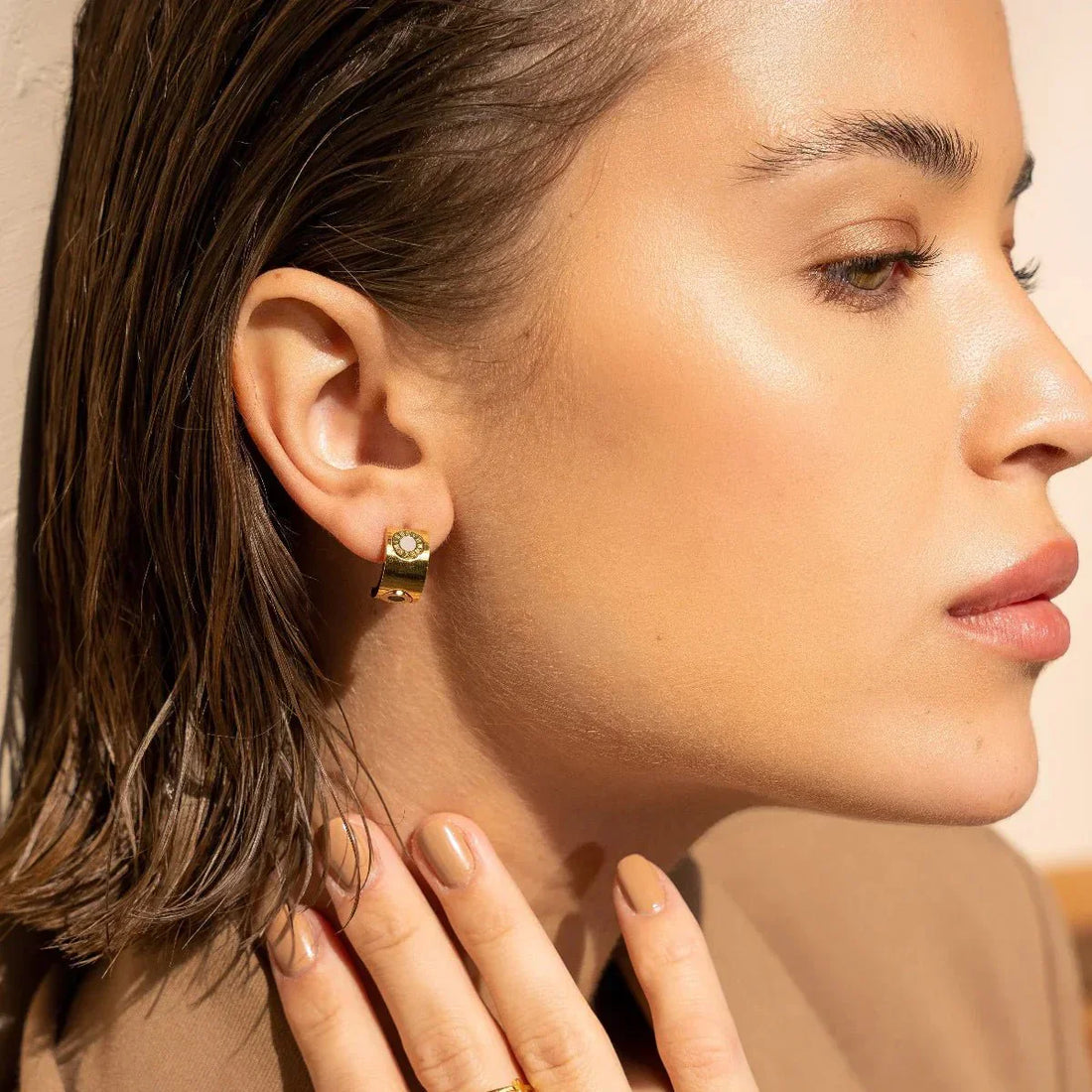 Rotating Roman Numeral Earrings 18K Gold Plated