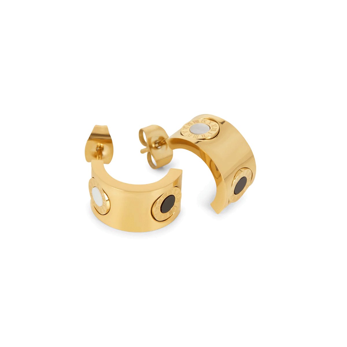 Rotating Roman Numeral Earrings 18K Gold Plated