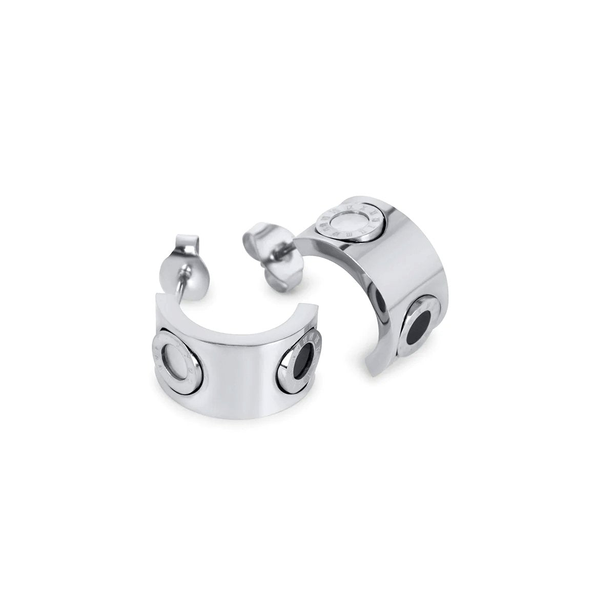 Rotating Roman Numeral Earrings – Silver
