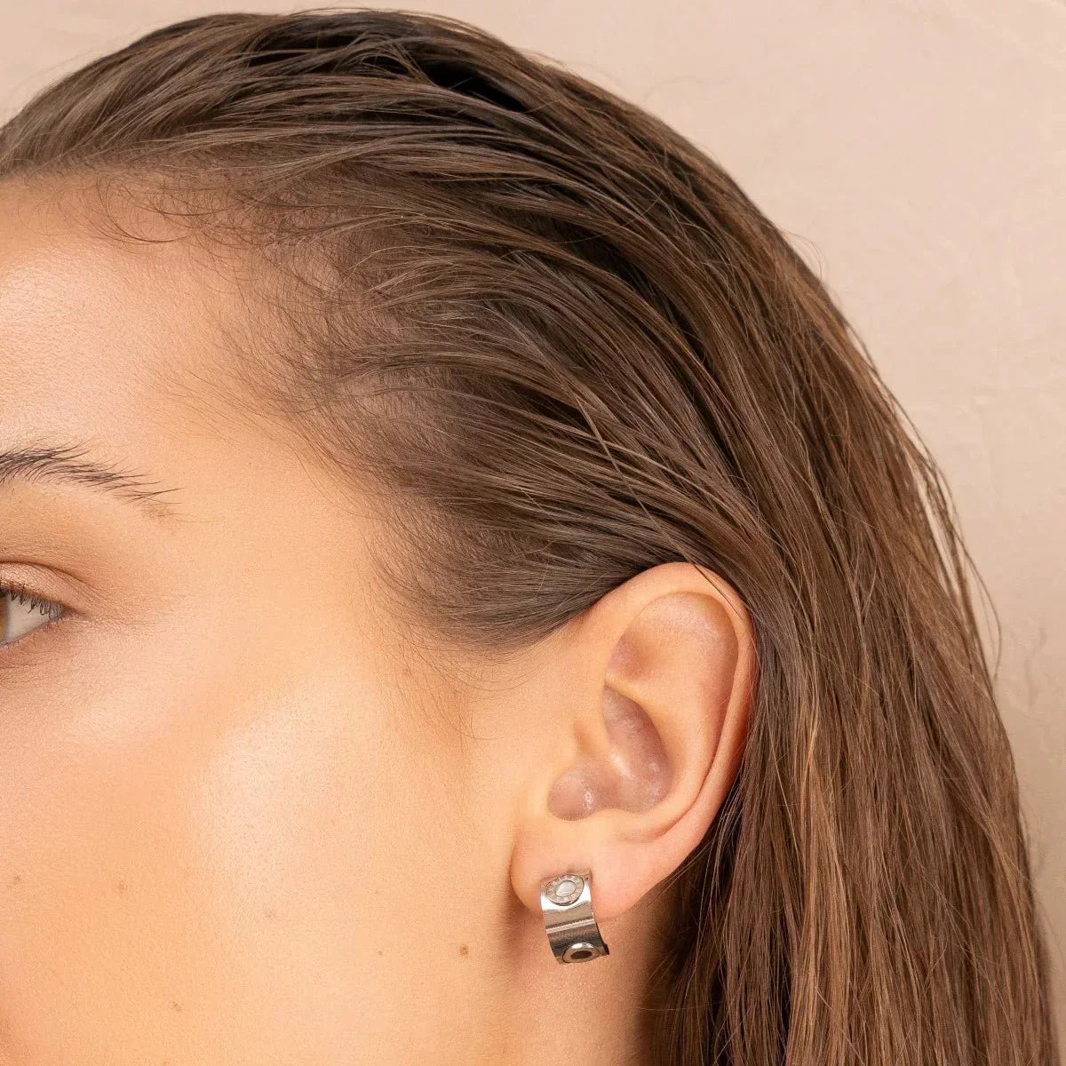 Rotating Roman Numeral Earrings – Silver
