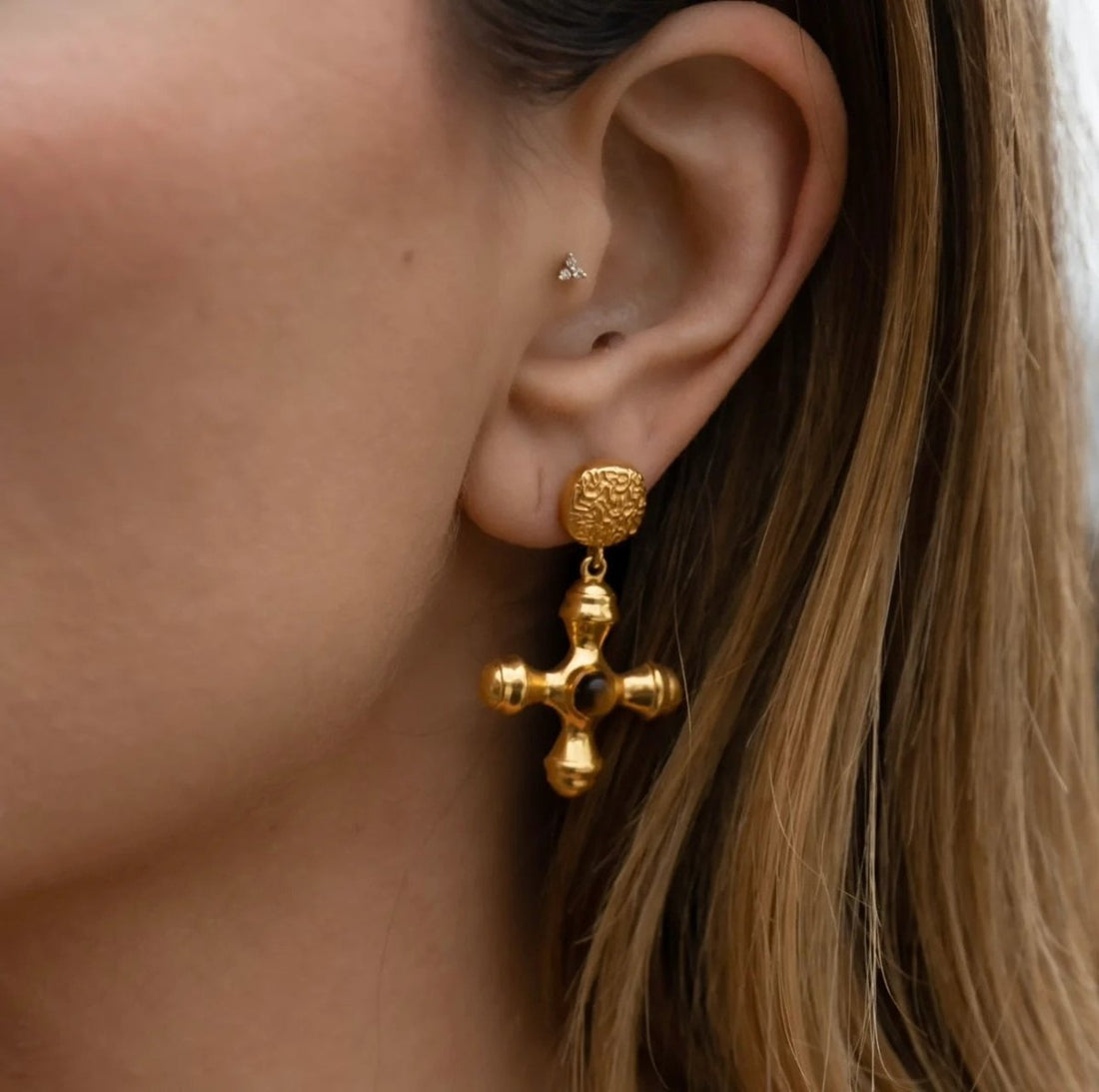 Tiger Eye Earrings 18K Gold Plated