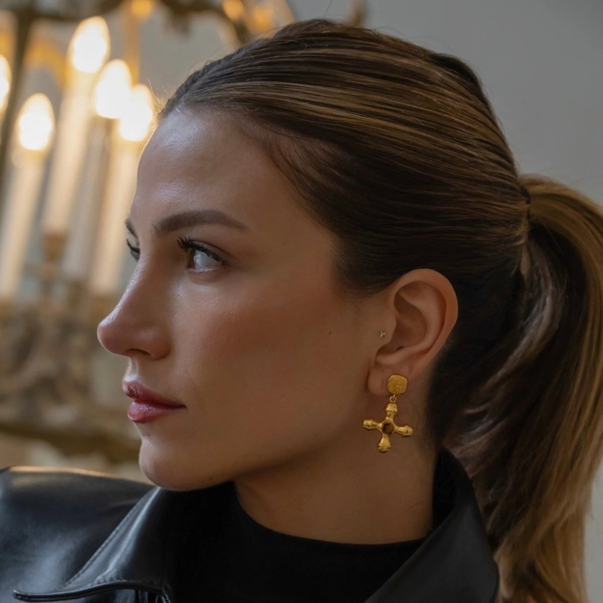 Tiger Eye Earrings 18K Gold Plated
